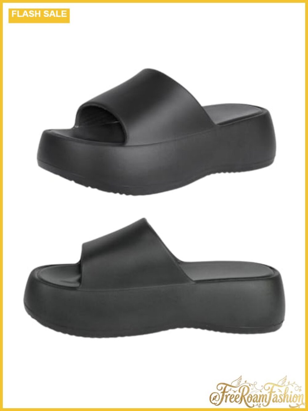 Platform Slides Sandals Open Toe Slip On EVA Sole Comfortable Beach Vacation